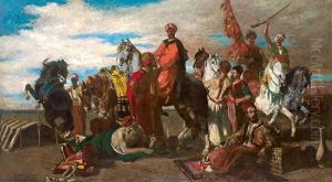 Orientalische Reiter Bei Der Rast by Otto Von Faber Du Faur