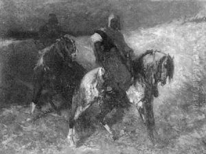 Zwei Beduinen Im Sandsturm by Otto Von Faber Du Faur