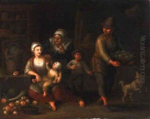 Peasants Preparing Fruit And Plucking Birds In An Interior