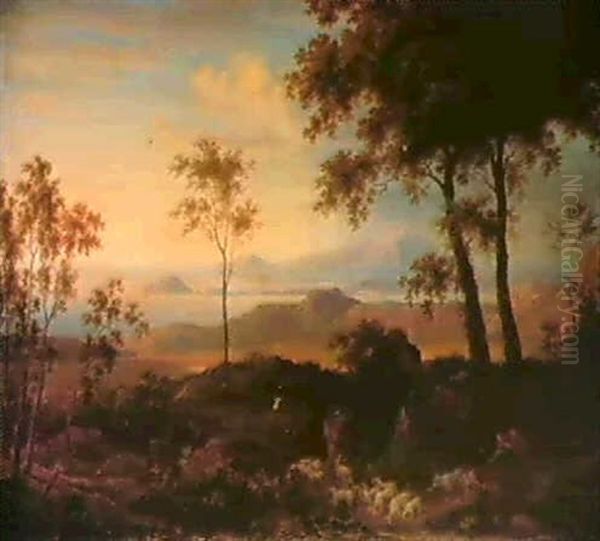 A Goatherd And His Herd By A Stream In A Classical Landscape - view 1