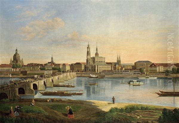 Blick Auf Die Stadt Dresden Vom Rechten Elbufer - view 1