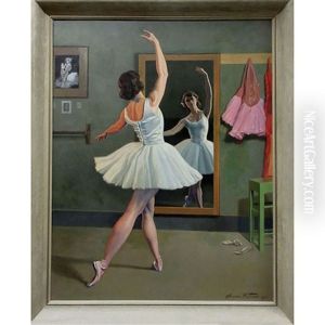 Ballerina Posing In Front Of Mirror