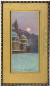 Cracow Cathedral In The Moon Aura by Stanislaw Poraj Fabijanski