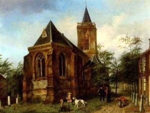 The Church Of Eemnes-buitendijks: Children By The Village Church by Jan Fabius