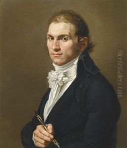 Portrait D'un Artiste Tenant A La Main Un Instrument De Dessinateur by Francois-Xavier Fabre