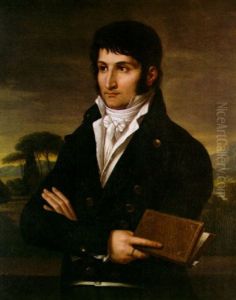 A Portrait Of A Gentleman (lucien Bonaparte?) Wearing A Jacket With Gold Buttons, A White Cravate, And Holding A Leatherbound Book by Francois-Xavier Fabre