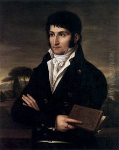A Portrait Of A Gentleman Wearing A Jacket With Gold Buttons, A White Cravat And Holding A Book (lucien Bonaparte?) by Francois-Xavier Fabre