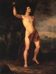 An Academy Study Leaning Against A Tree In The Attitude Of Saint Sebastian by Francois-Xavier Fabre