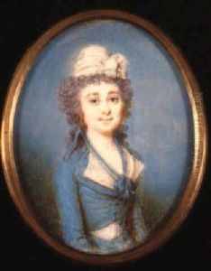 Portrait Of Lady In Tourquoise Surcoat And Skirt by Louis-Andre Fabre