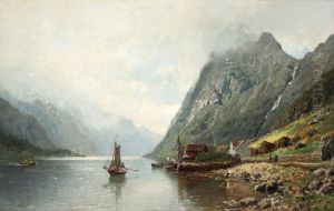 Fiord Landscape With Sailing Boats by Anders Monsen Askevold