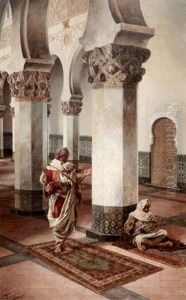 Maures En Prieres Dans Une Mosquee by Antonio Maria Fabres Y Costa