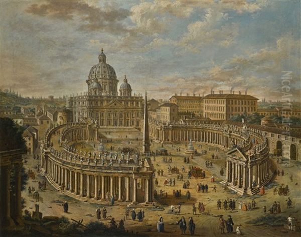 Rome, A Panoramic View Of Saint Peter's Square, The Basilica Beyond - view 1