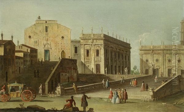 The Piazza Del Campidoglio, Rome, With The Cordonata And The Church Of Santa Maria In Aracoeli - view 1