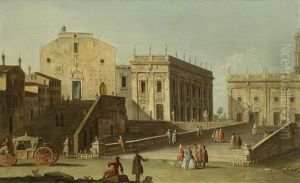 The Piazza Del Campidoglio, Rome, With The Cordonata And The Church Of Santa Maria In Aracoeli