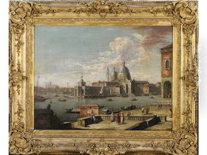 Venice: The S. Maria Della Salute, With Figures At The Waterfront by Jacopo Fabris