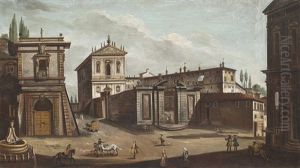 Ansicht Der Villa Aldobrandini Mit Den Kirchen Der Heiligen Domenico Und Sisto Und Der Heiligen Katharina Von Siena by Jacopo Fabris