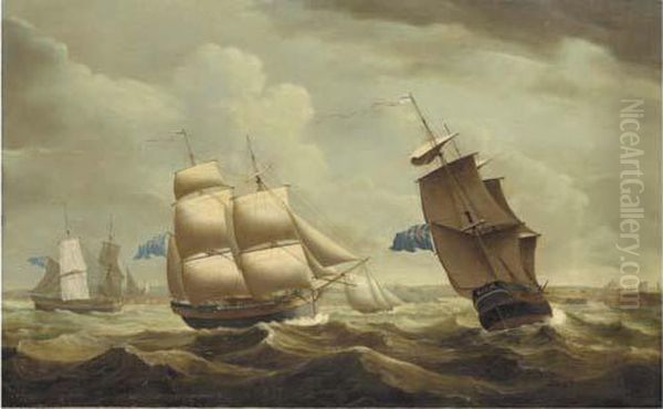 The Brig Ceres, In Three Positions, Off The Entrance Towhitehaven - view 1