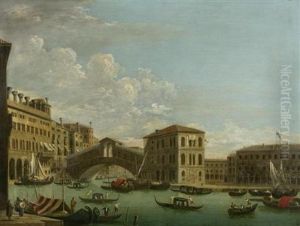 Ansicht Auf Venedig Mit Rialtobrucke Und Dem Palazzo Camerlenghi by Jacopo Fabris