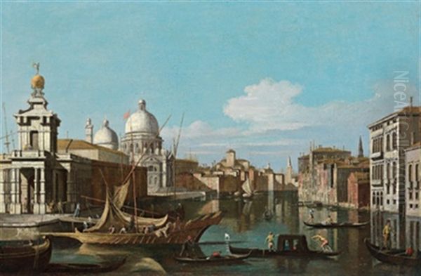 Blick Auf Den Canal Grande Mit Der Punta Della Dogana Und Der Salute Kirche, La Punta Della Dogana Con La Basilica Della Salute - view 1