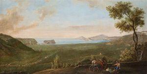 Veduta Del Golfo Di Pozzuoli Visto Da Sopra Bagnoli, Con L'isola Di Nisida A Sinistra, Baia, Bacoli A Destra Sul Mare, Il Capo Miseno E Dietro Il Monte Di Procida In Fondo by Pietro Fabris
