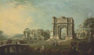 A Capriccio Of Benevento With King Charles Of Naples And Sicily And His Courtiers Before The Arch Of Trajan A Capriccio Of Benevento With King Charles Of Naples And Sicily And His Courtiers Before The Arch Of Trajan