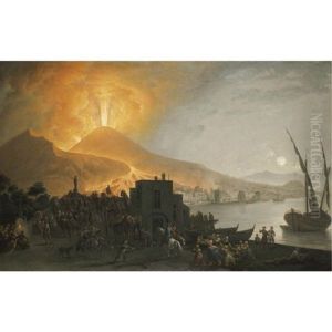 The Eruption Of Vesuvius Of, Seen From The Ponte Della Maddalena, Naples by Pietro Fabris