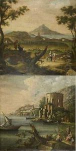Dessinateurs Et Promeneurs Dans La Baie De Naples (+ Pecheurs Pres Du Temple De Diane; Pair) Dessinateurs Et Promeneurs Dans La Baie De Naples (+ Pecheurs Pres Du Temple De Diane; Pair)