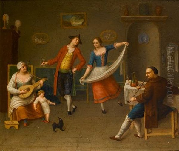 An Interior With Figures Dancing, Drinking And Smoking - view 1