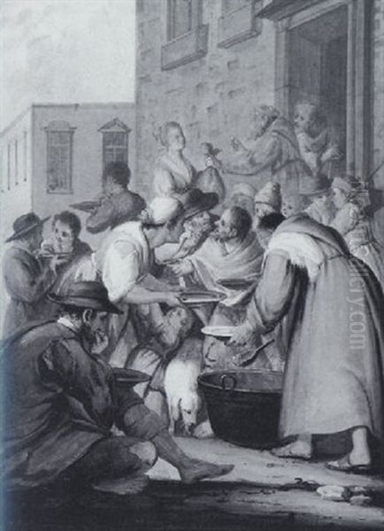 Charity: Capuchin Monks Feeding The Poor - view 1