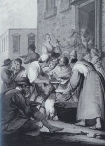 Charity: Capuchin Monks Feeding The Poor by Pietro Fabris