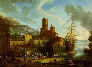 Veduta Di Porto Con Personaggi