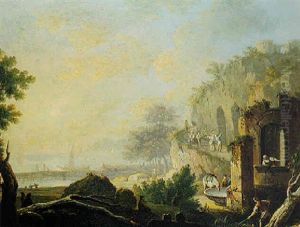 Southern Landscape With Peasants Along A Rocky Shore Southern Landscape With Peasants Along A Rocky Shore