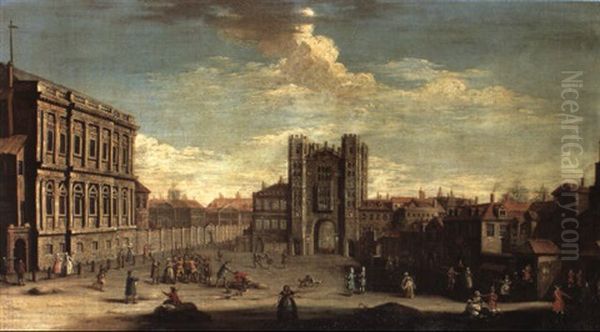 Numerous Figures Before Old Whitehall And The Privy Garden - view 1