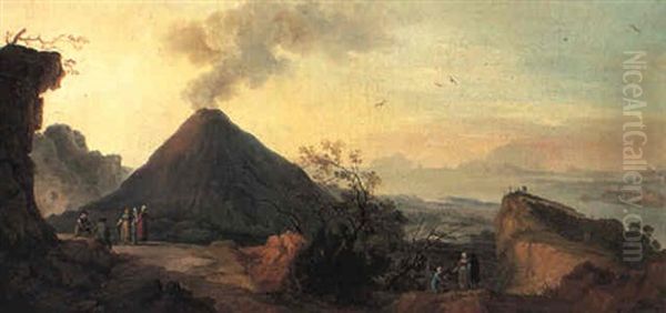 View Of The Bay Of Naples With Vesuvius Erupting - view 1