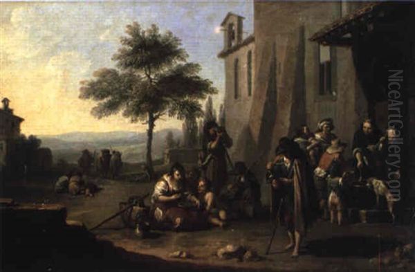 Paesaggio Della Campagna Romana Con Mendicanti - view 1