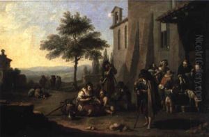 Paesaggio Della Campagna Romana Con Mendicanti