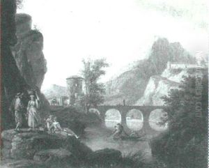 Figures In An Italianate Landscape by Pietro Fabris