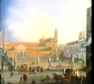 Veduta Della Piazza Della Cattedrale A Palermo - Veduta Di Piazza Vigliena A Palermo by Pietro Fabris