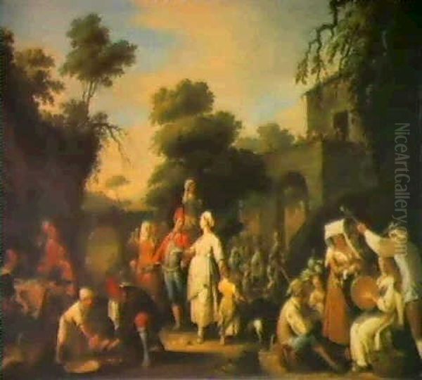 A Tarantella In Posillipo: Neapolitans Cooking Fish, Eating Eels, Drinking And Singing Before An Inn - view 1