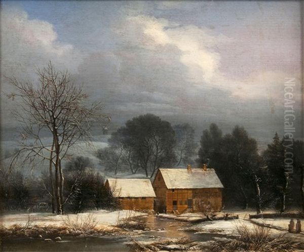 Winterlandschaft Mit Wassermuhle - view 1