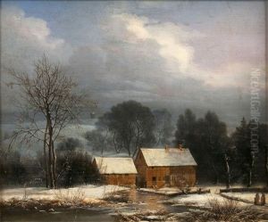 Winterlandschaft Mit Wassermuhle by Frederik Michael Fabritius de Tengnagel