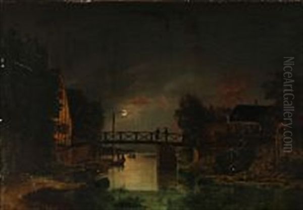 Canal Bathed In Moonlight - view 1