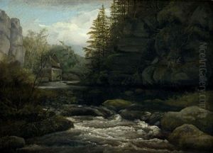Die Lochmuhle Im Liebethaler Grund by Frederik Michael Fabritius de Tengnagel