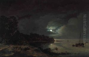 Meereskuste Bei Mondschein by Frederik Michael Fabritius de Tengnagel