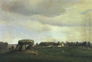 Sommerlandskab, I Forgrunden Stendysse by Frederik Michael Fabritius de Tengnagel
