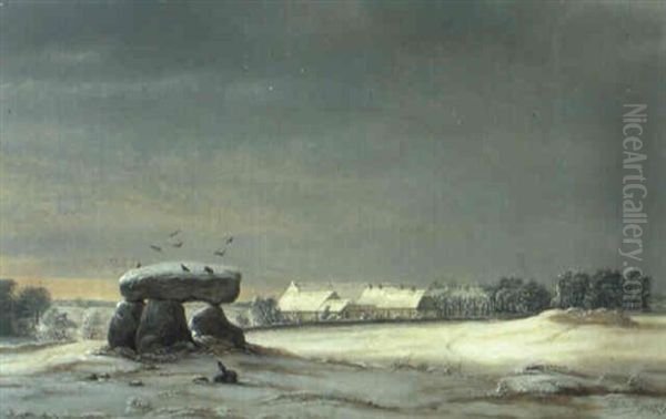 Vinterlandskab, I Forgrunden Stendysse - view 1