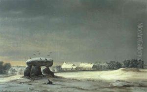 Vinterlandskab, I Forgrunden Stendysse by Frederik Michael Fabritius de Tengnagel