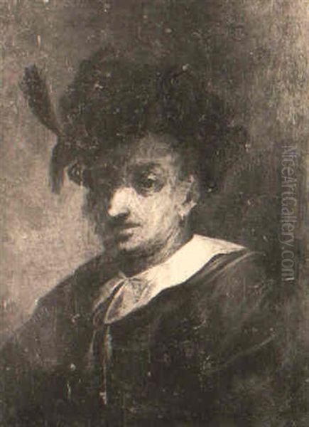 Portrait Of A Man Wearing A Cap And Tunic And Red Cloak - view 1