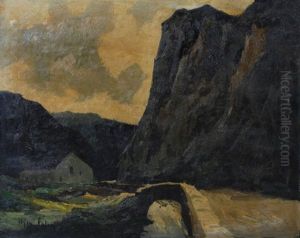 Paysage, Pont Et Rochers by Elysee Fabry