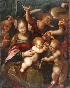 Die Heilige Familie Mit Dem Johannesknaben, Von Zwei Engeln Begleitet Die Heilige Familie Mit Dem Johannesknaben, Von Zwei Engeln Begleitet